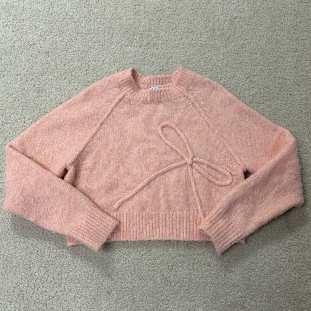 Women’s Peach American Eagle Cropped Bow Sweater